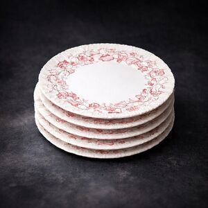 Wedgwood Etruria England Red Grape Vine Transfer Ware Dinner Plate Scallop Edge